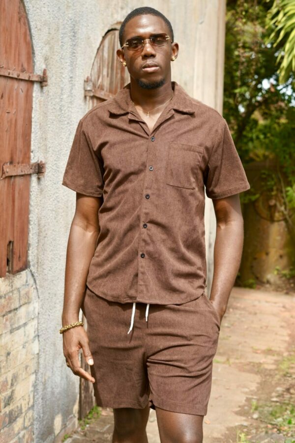 ensemble homme chemise short côtelé san kod