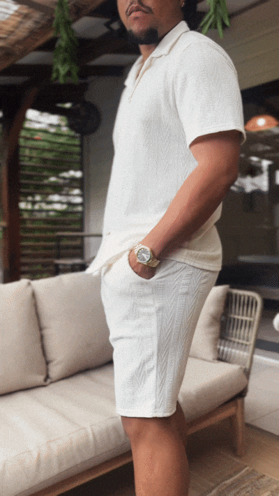 ensemble chemise short texturé homme san kod