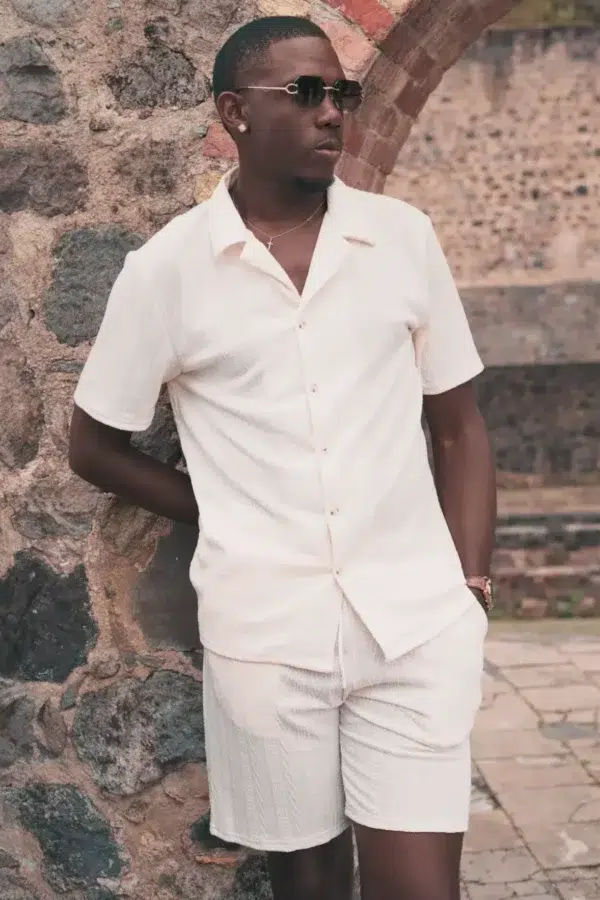 LIMYÈ • Ensemble chemise et short texturé - Écru