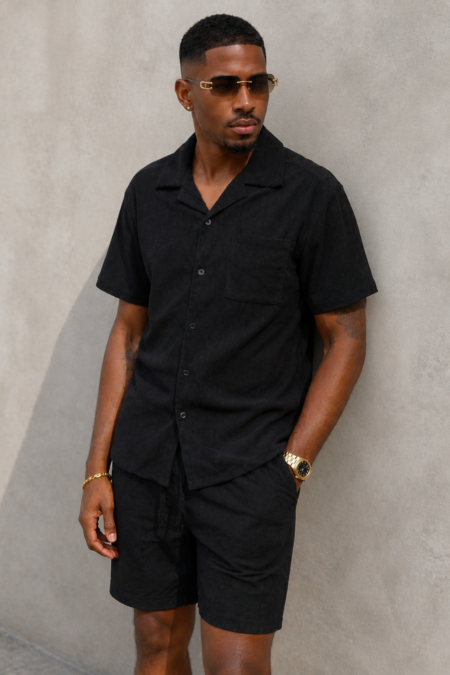 KAKAO • Ensemble chemise et short côtelé - Noir