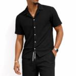 LIMYÈ • Ensemble chemise et short texturé - Noir